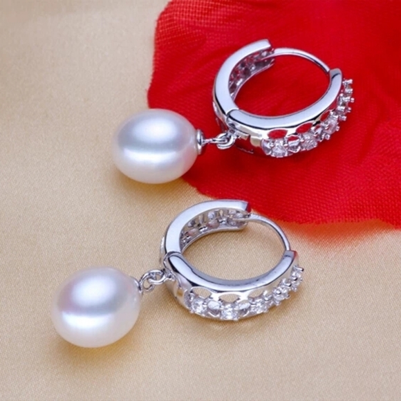 925 sterling silver and freshwater pearl earrings - Picture 5 of 6